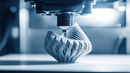 Aufkleber - A close-up of a high-resolution 3D printer nozzle, in the midst of creating a complex model, Additive manufacturing style