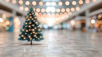 Wall Mural - christmas tree with lights in a festive setting.