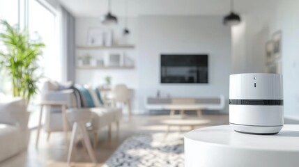 Poster - A cutting-edge AI-powered smart home security system, modern home environment with advanced surveillance cameras and real-time threat detection, Security style