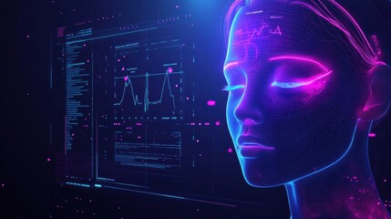 Leinwandbilder - A digital mirror uses technology to analyze hair health and offer AI-driven recommendations in an advanced environment. Generative AI