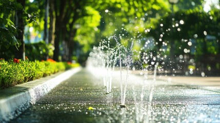 Poster - A cutting-edge AI-powered smart irrigation system for urban parks, clean park environment with automated watering technology and environmental sensors, Urban style