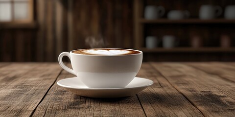Poster - Cappuccino cup isolated on a wooden background