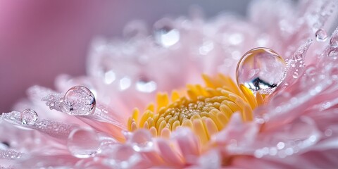 Aufkleber - Dandelion fluff, gerbera, droplets, close-up, macro.