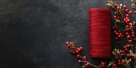 Poster - Dark red wool thread and a space for an inscription