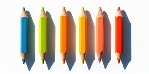 Poster - Five color pencils isolated with their shadows.