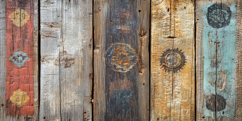 Aufkleber - Aged wooden planks featuring designs