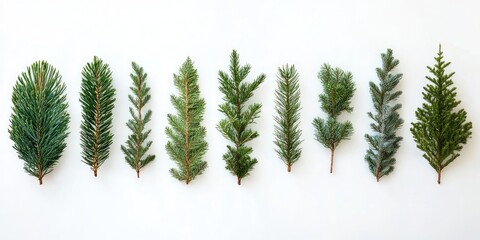 Aufkleber - Creative arrangement of Christmas tree branches on a white background. Flat lay. Nature Christmas idea.