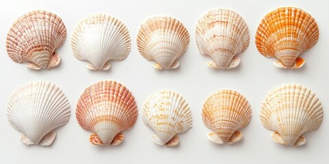 Poster - Coquina butterfly shells set apart on a white background.