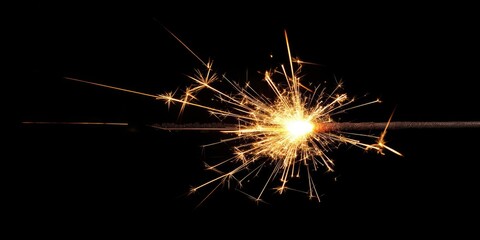 Leinwandbilder - A sparkler firework featuring black copyspace.