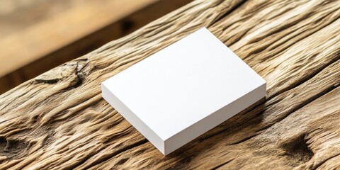 Aufkleber - White business card resting on a wooden table. Blank portrait A4 paper.
