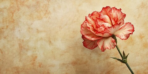Aufkleber - textured aged paper backdrop featuring a variegated carnation flower