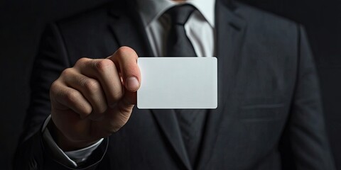 Aufkleber - Businessman indicating a white blank card.