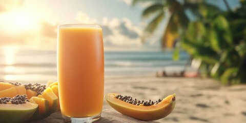 Poster - Fresh papaya juice under the sun