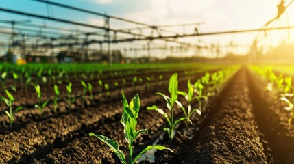 Poster - A cutting-edge AI-powered smart water management system for agricultural use, modern farm environment with integrated tools for optimizing irrigation and water usage, Water Management style