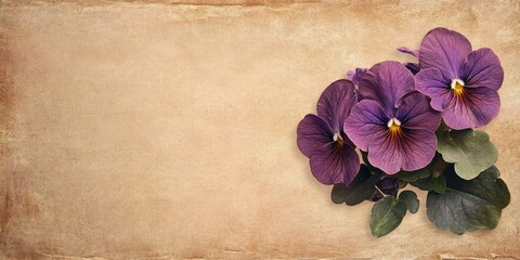 Poster - textured vintage paper background featuring an African violet