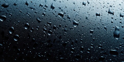 Aufkleber - Water droplets gather on the glass in a shadowy corner, creating a significant accumulation on the surface, which provides a damp, serene, and refreshing sensation.