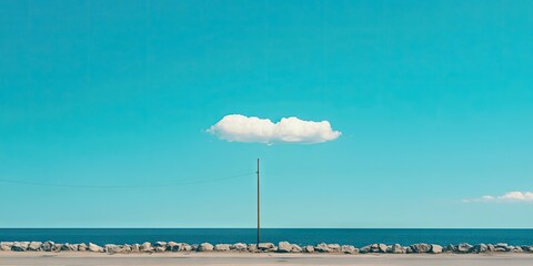 Aufkleber - A solitary cloud against a blue sky backdrop.