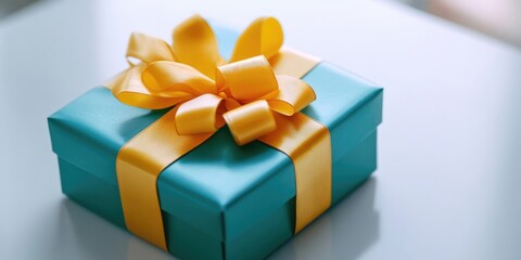 Poster - Gift box for presents. The packaging is intended for a birthday. Close-up. Top view. On a white insulated surface.