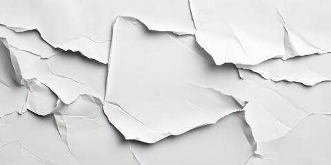 Poster - White paper blank, ripped and torn background with creased and crumpled textures suitable for grunge posters and placards.