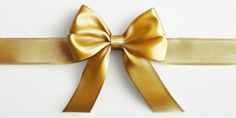 Poster - Golden ribbon bow on a white background