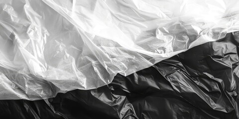 Canvas Print - Black and white texture of a plastic bag. Abstract background and texture for design purposes.