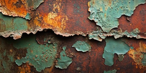 Poster - rusty metal with peeling paint grunge background
