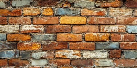 Poster - Brick walls display the pattern of the bricks in their natural colors, creating a background that is inherently colored.