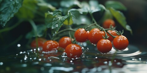 Poster - Small tomatoes in the water.