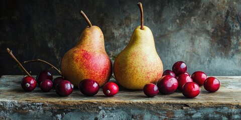 Aufkleber - Cooking fresh pear and cranberry. Studio Image