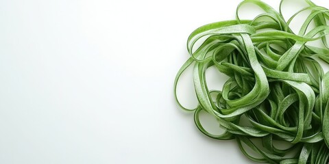 Poster - green noodles or jade noodles on a white background. copy space