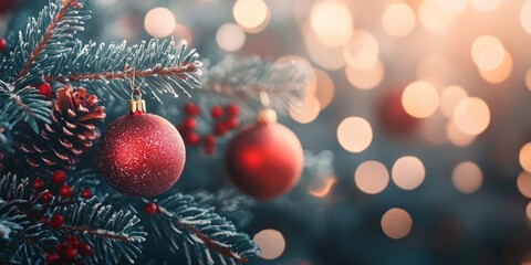 Leinwandbilder - Holiday background for Christmas and New Year featuring bokeh.