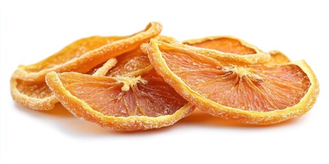 Poster - Dried sugar mango orange slices isolated on a white background
