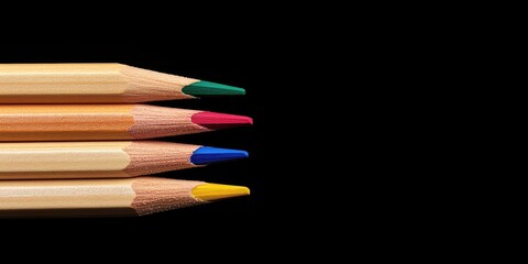Poster - Arrangement of colored pencils with copyspace
