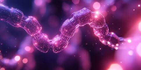 Poster - Abstract glowing pink chain, futuristic technology concept.