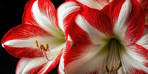 Fototapete - Close-up of a stunning red and white lily flower.