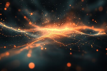 Poster - Abstract glowing wave of particles and energy.