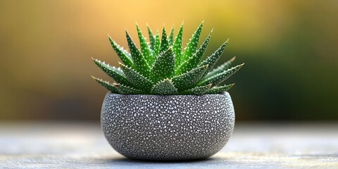 Poster - Succulent plant Tulista pumila (Pearl Plant), also known as Haworthia pumila. Close-up of a small aloe plant in a ceramic pot, centered in the frame, set against a clean background.