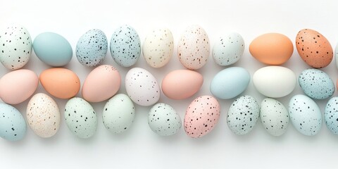 Aufkleber - A collection of multi-colored pastel mini eggs symbolizing Easter, set against a white background.
