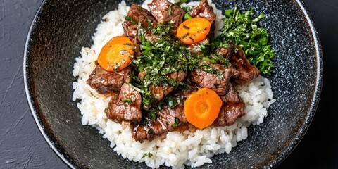 Poster - Japanese cuisine, Beef and carrot Takikomigohan mixed rice