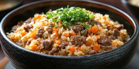 Poster - Japanese cuisine, Beef and carrot Takikomigohan mixed rice