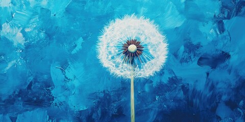 Poster - dandelion against a blue background
