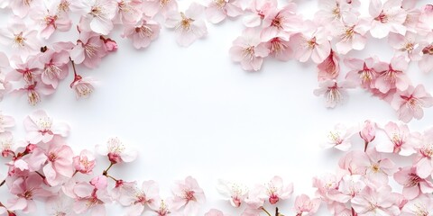 Leinwandbilder - Softness of cherry blossoms or Sakura spring flowers on a white background with copy space for texture.