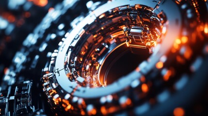 Leinwandbilder - A detailed close-up of a quantum computing quantum gate, illustrating qubit manipulation for quantum information processing, Quantum computing technology style