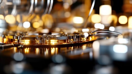 Aufkleber - A detailed close-up of a quantum computing quantum gate, illustrating qubit manipulation for quantum information processing, Quantum computing technology style