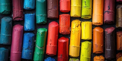 Poster - Brightly colored crayons. Small, vibrant crayons.