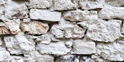 Poster - Texture, background: a wall covered in stone with a whitewashed finish.