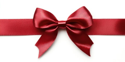 Aufkleber - Close-up of shiny red satin ribbon and bow on a white background.