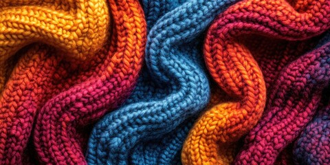Poster - Multicolored Knit Sweater Fabric Texture. Vivid saturated background.