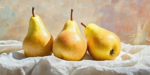 Poster - tasty yellow pears available at the market