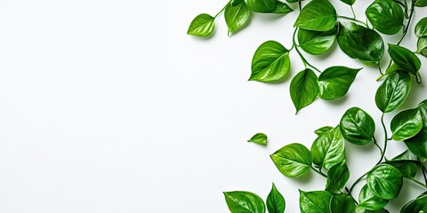 Poster - Beautiful curled leaf plants on a white background with copyspace for text.